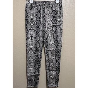 Zara Snakeskin Print Pants Women Size 6 Grey Black Excellent High Rise Skinny